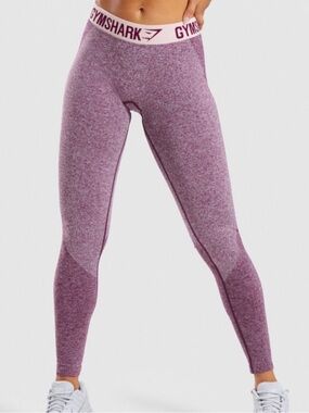 Gymshark Flex High-Rise Seamless Leggings in Dark Ruby/Blush Nude Spellout Small